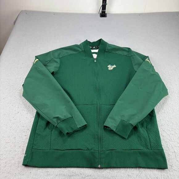 USF Bulls Jacket Mens XL Green Adidas Track‎ Full Zip Player Issued NCAA - Picture 1 of 14